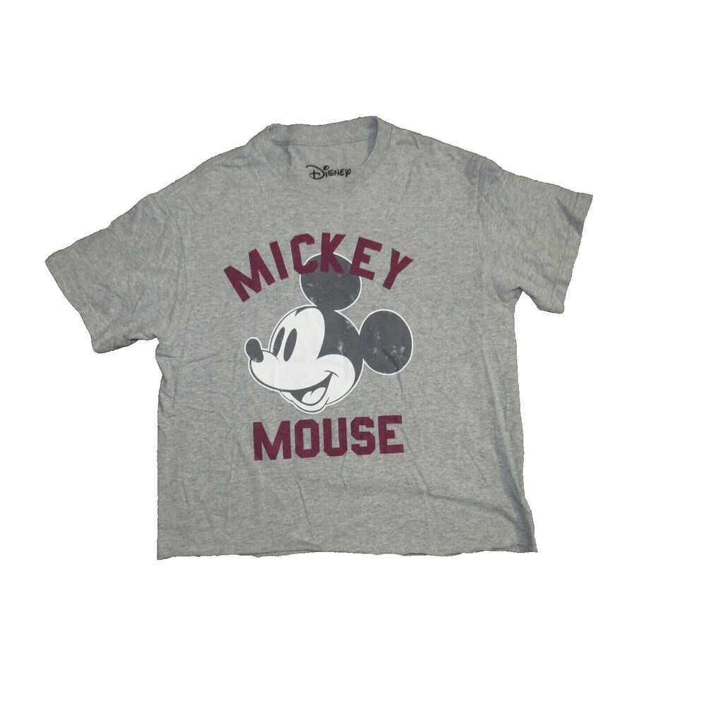 Disney Women's Mickey Mouse Gray Short Sleeve Cotton Blend Tee Size Small